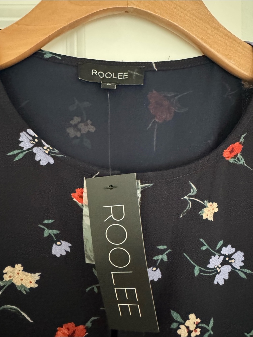 NWT ROOLEE women’s navy floral print long sleeve midi dress size SMALL - Picture 3 of 7
